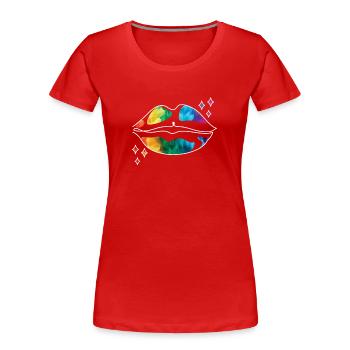 LGBTQ Parade Rainbow Flag Kiss - Women's Premium Organic T-Shirt - red - Front - Mia (176cm)
