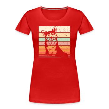 Corgi Rétro - T-shirt bio Premium Femme - rouge - Devant - Mia (176cm)
