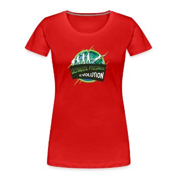 Ultimate Frisbee Evolution - Frauen Premium Bio T-Shirt - Rot - Vorne - Mia (176cm)