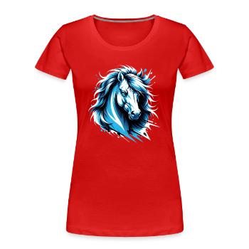 Dallas Pferd. Texas - Frauen Premium Bio T-Shirt - Rot - Vorne - Mia (176cm)