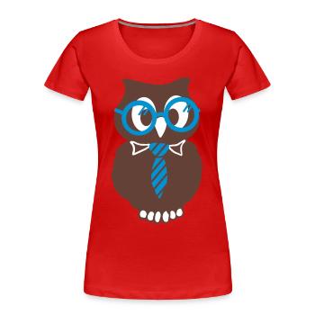 Eule mit Brille - Frauen Premium Bio T-Shirt - Rot - Vorne - Mia (176cm)