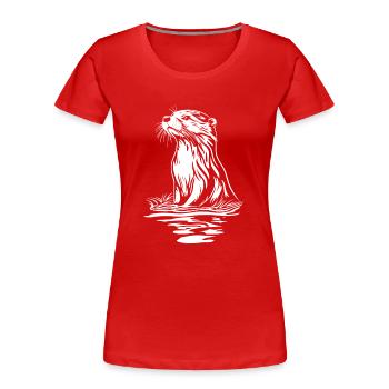 Otter Minimal - Frauen Premium Bio T-Shirt - Rot - Vorne - Mia (176cm)