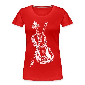 Geige Zeichnung - Frauen Premium Bio T-Shirt - Rot - Vorne - Mia (176cm)
