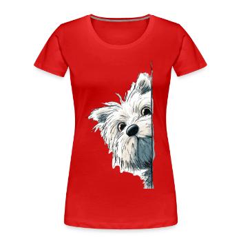 Westie Terrier Spieur Mignon Amoureux des Chiens Produits dérivés - T-shirt bio Premium Femme - rouge - Devant - Mia (176cm)