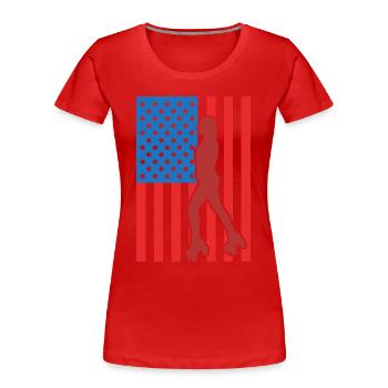 Rollschuhlaufen USA Flagge - Frauen Premium Bio T-Shirt - Rot - Vorne - Mia (176cm)
