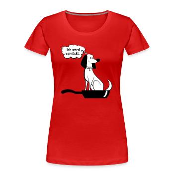 Chien Bave de chien Amour de chien Crazy Dog Lover - T-shirt bio Premium Femme - rouge - Devant - Mia (176cm)