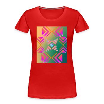 Moderne Kunst Grafik-Design 2 formen Linien Farben - Frauen Premium Bio T-Shirt - Rot - Vorne - Mia (176cm)