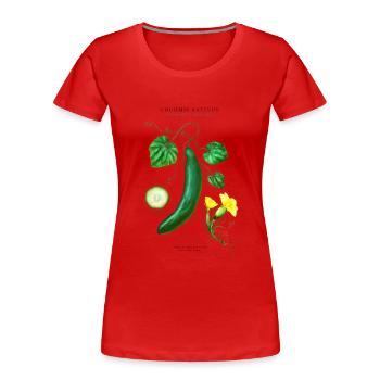 THE PLANTSPLATE FARM - Cucumis Sativus - Frauen Premium Bio T-Shirt - Rot - Vorne - Mia (176cm)