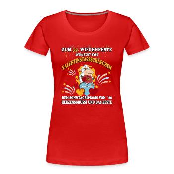 Schaf mit Blumen am 35. Wiegenfest am Valentinstag - Frauen Premium Bio T-Shirt - Rot - Vorne - Mia (176cm)