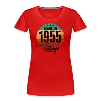Vintage Made in 1955 Geburtsjahr 1955 Geburtstag - Frauen Premium Bio T-Shirt - Rot - Vorne - Mia (176cm)