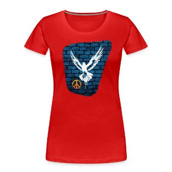 Dove of Peace - Women's Premium Organic T-Shirt - red - Front - Mia (176cm)
