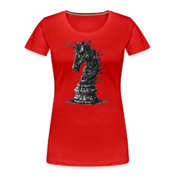 Springer Schach Pferd - Frauen Premium Bio T-Shirt - Rot - Vorne - Mia (176cm)