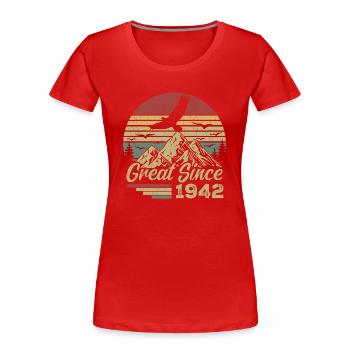 Vintage 1942 Cadeau D’anniversaire 1942 Retro 1942 - T-shirt bio Premium Femme - rouge - Devant - Mia (176cm)