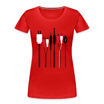 Audio et connecteurs d'alimentation - T-shirt bio Premium Femme - rouge - Devant - Mia (176cm)
