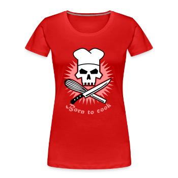 born_to_cook_3c - Frauen Premium Bio T-Shirt - Rot - Vorne - Mia (176cm)