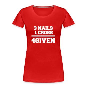 4given 1B - Frauen Premium Bio T-Shirt - Rot - Vorne - Mia (176cm)