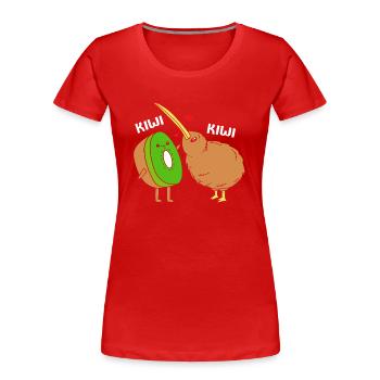 kiwi-vogel Kiwi Vogel - Frauen Premium Bio T-Shirt - Rot - Vorne - Mia (176cm)