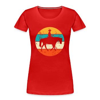 Cowboy Westernreiter Westernreiten Reitsport - Frauen Premium Bio T-Shirt - Rot - Vorne - Mia (176cm)