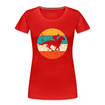 Pferderennen Pferderennsport Rennpferd Rennbahn - Frauen Premium Bio T-Shirt - Rot - Vorne - Mia (176cm)