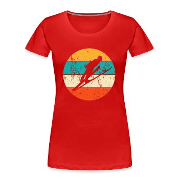 Vintage Retro Skispringer Skispringen - Frauen Premium Bio T-Shirt - Rot - Vorne - Mia (176cm)