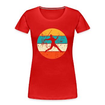 Vintage Retro Speerwerfen Speerwurf Speerwerfer - Frauen Premium Bio T-Shirt - Rot - Vorne - Mia (176cm)