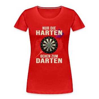 Dart Dartspieler Dartpfeil darten Dartscheibe - Frauen Premium Bio T-Shirt - Rot - Vorne - Mia (176cm)