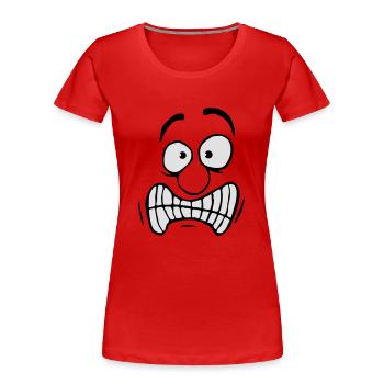 Insecure Anxious Comic Cartoon Face - Women's Premium Organic T-Shirt - red - Front - Mia (176cm)