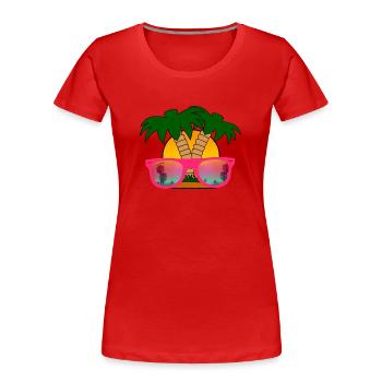 Sommerzeit! Sonnenbrillen & Palmen - Frauen Premium Bio T-Shirt - Rot - Vorne - Mia (176cm)