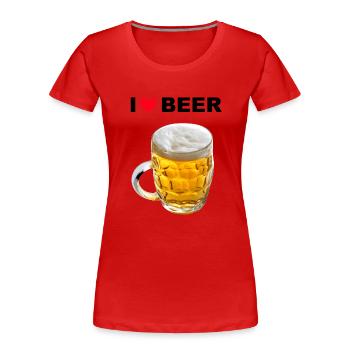 I Love Beer - Frauen Premium Bio T-Shirt - Rot - Vorne - Mia (176cm)