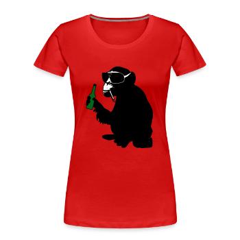 monkey with beer bottle - Women's Premium Organic T-Shirt - red - Front - Mia (176cm)