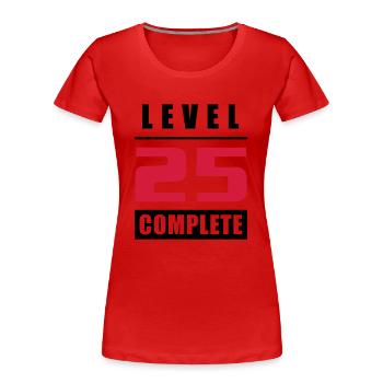 Level 25 - Complete - Women's Premium Organic T-Shirt - red - Front - Mia (176cm)
