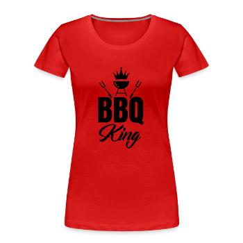 BBQ King BBQ Apron Gift BBQ Grill - Women's Premium Organic T-Shirt - red - Front - Mia (176cm)