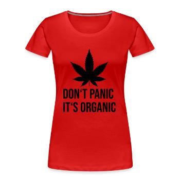 Ne paniquez pas, c'est une feuille de chanvre biologique - T-shirt bio Premium Femme - rouge - Devant - Mia (176cm)