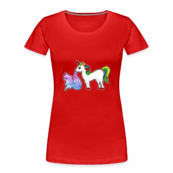 Unicorn puking over kids gift idea - Women's Premium Organic T-Shirt - red - Front - Mia (176cm)