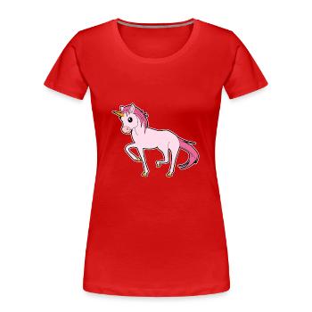 Unicorn pink proud kids girl gift idea - Women's Premium Organic T-Shirt - red - Front - Mia (176cm)
