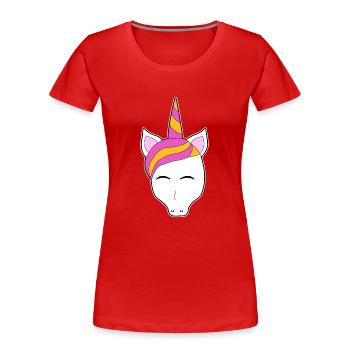 Unicorn turban hairband bad hair day gift idea - Women's Premium Organic T-Shirt - red - Front - Mia (176cm)