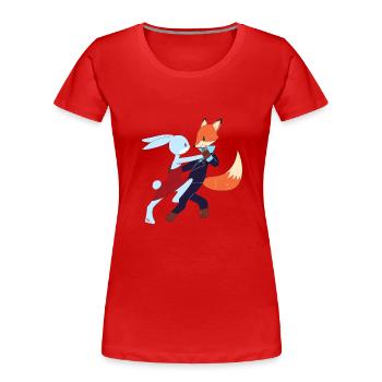 Salsa - Hase und Fuchs tanzen Salsa - Shirt - Frauen Premium Bio T-Shirt - Rot - Vorne - Mia (176cm)