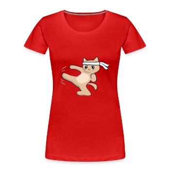Karate Katze / Kampfkunst - Frauen Premium Bio T-Shirt - Rot - Vorne - Mia (176cm)