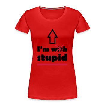 I'm with stupid - Frauen Premium Bio T-Shirt - Rot - Vorne - Mia (176cm)