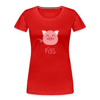 Niedliches Schweinchen - Frauen Premium Bio T-Shirt - Rot - Vorne - Mia (176cm)