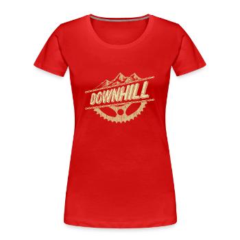 Mountainbike Fahrrad Downhill Trail Dreck - Frauen Premium Bio T-Shirt - Rot - Vorne - Mia (176cm)