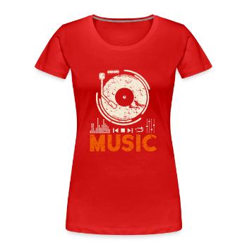 Music Music Record Player DJ Gift - Women's Premium Organic T-Shirt - red - Front - Mia (176cm)