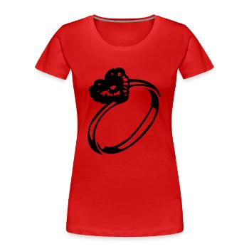 Herz-Diamant-Ring - Frauen Premium Bio T-Shirt - Rot - Vorne - Mia (176cm)