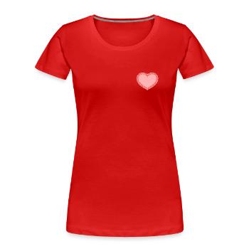 Süßes rosa gehäkeltes Herzchen - Frauen Premium Bio T-Shirt - Rot - Vorne - Mia (176cm)