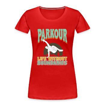 Parkour Life without Boundaries - Women's Premium Organic T-Shirt - red - Front - Mia (176cm)