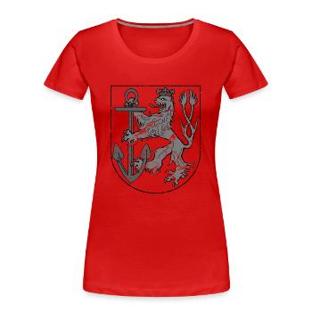 Düsseldorfer Wappen grau Used - Frauen Premium Bio T-Shirt - Rot - Vorne - Mia (176cm)