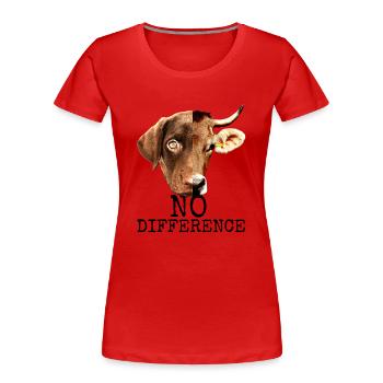 No Difference Pro Vegan Vegetarian Animal Welfare - Women's Premium Organic T-Shirt - red - Front - Mia (176cm)