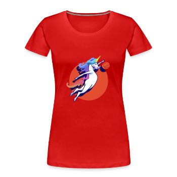 Einhorn Basketball - Frauen Premium Bio T-Shirt - Rot - Vorne - Mia (176cm)