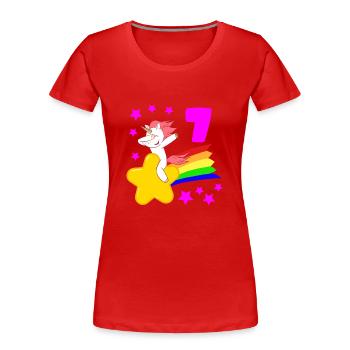 7 Siebter Geburtstag 7 Bday Mädchen Einhorn - Frauen Premium Bio T-Shirt - Rot - Vorne - Mia (176cm)