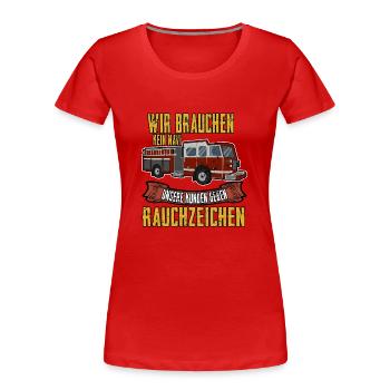 Pompiers Détecteurs de fumée Équipe de secours - T-shirt bio Premium Femme - rouge - Devant - Mia (176cm)